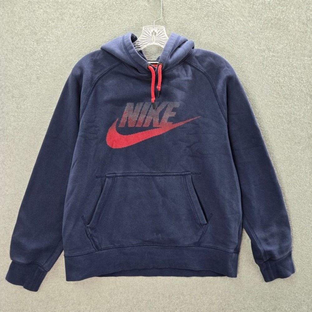 Nike Women Sweatshirt Medium Blue Hoodie‎ Logo Spellout Swoosh Pullover